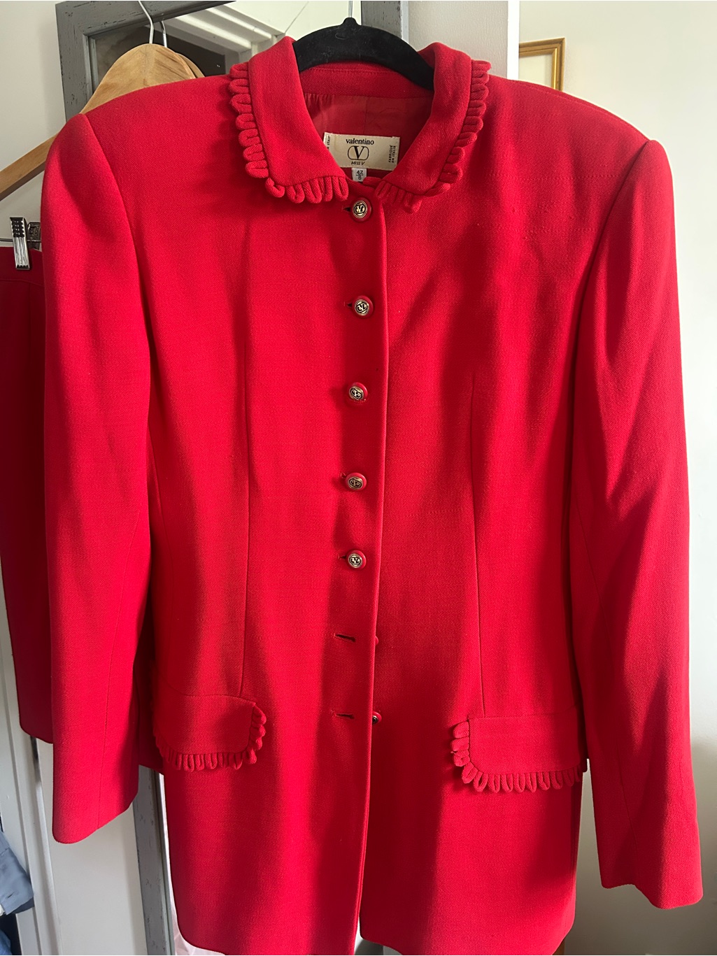 Vintage Valentino Red Blazer And Skirt